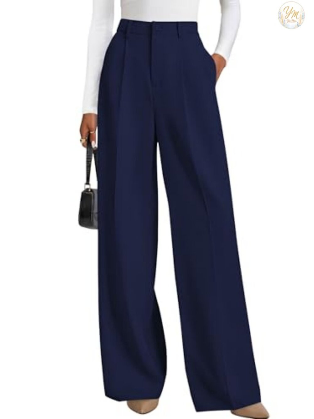 Wide Leg Palazzo Pants High Waisted Pleated Dress Pants with Pockets